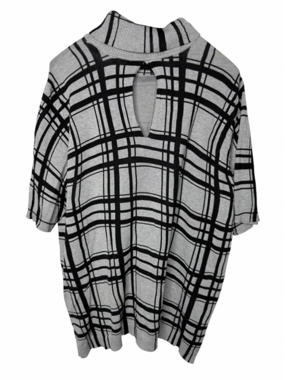 Lane Bryant Plaid Turtleneck Sweater Tunic Gray Black Oversized Plus 26/28 - Picture 3 of 5